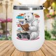 Cute Polar Bear Is Reading a Book Reading Polar Bear Wine Tumbler