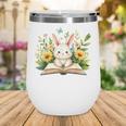 Cute Rabbit And Book Women Girls Reading Book Rabbit Lover Wine Tumbler