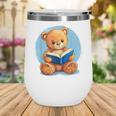 Cute Teddy Bear Reading Book Fun Wine Tumbler