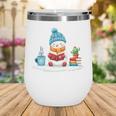 Cute Winter Cozy Snowman Reading Book Lovers Xmas Snowman Wine Tumbler