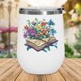 Enchanted Open Book With Blooming Flowers Wine Tumbler