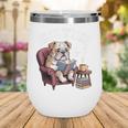 English Bulldog Dog Reading Book 67 Six Seven Meme Wine Tumbler