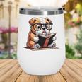 English Bulldog Reading a Book Dog For Men Women Girls Kids Wine Tumbler
