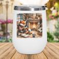 Fox Reads By Fireplace In Cabin Rustic Book Cozy Cup Tea Wine Tumbler