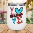 I Heart Books Love Reading Red And Stripe Animated Cat For Men Women Girls Kids Wine Tumbler