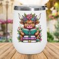 Highland Cow Book Floral Bookworm Wine Tumbler Highland Cow Book Floral Bookworm Wine Tumbler