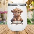 Highland Cow Reading Book Bookworm Wine Tumbler