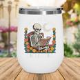 Leave Me Alone Skeleton Reading Book Floral Moon Librarian Wine Tumbler