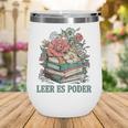 Leer ES Poder Cute Floral Spanish Teacher Book Reading Wine Tumbler