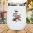 One More Chapter Skeleton Reading Books Lovers Readers Wine Tumbler