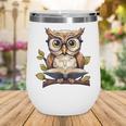 Owl Reading A Book Perched On A Branch Bookworm Wine Tumbler