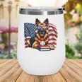 Patriotic German Shepherd Books Baseball USA Flag Vintage Wine Tumbler