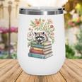 Raccoon Books Reading Flowers Wine Tumbler Raccoon Books Reading Flowers Wine Tumbler