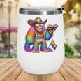 Rainbow Pride Bigfoot Reading Book With Heart Glasses Wine Tumbler