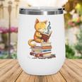 Reading Cat Books Cute Wine Tumbler