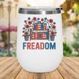 Reading Freadom Freedom Book Lover 4th Of July Men Women Wine Tumbler