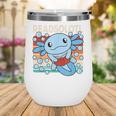 Readsolotl Blue Kawaii Axolotl Book Lover Reading Retro Wine Tumbler
