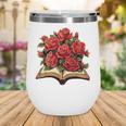 Red Roses Flowers Book Floral Wine Tumbler Red Roses Flowers Book Floral Wine Tumbler