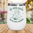 He Sees What You'Ve Been Reading Christmas Bookish Santa Premium Tri-Blend Wine Tumbler