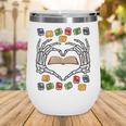 Skeleton Heart Read Reading Book Librarian Halloween Women Wine Tumbler