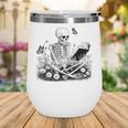 Skeleton Reading Book Floral Dark For Book Lovers Wine Tumbler