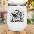 Skeleton Skull Halloween Book Reading Books Lover Teacher Wine Tumbler
