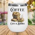 Sleeping Cat And Books With Coffee Lover Wine Tumbler
