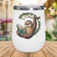 Sloth Reading a Book Lazy Sloth Bookworm Wine Tumbler