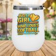 Softball Just A Girl Comic Book Style Graphic For Teens Wine Tumbler