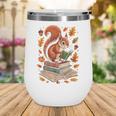 Squirrel Reading Book Lovers Fall Leaves Library Books Wine Tumbler