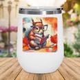 Squirrel Reading Comic Book On Autumn Branch Glasses Leaves Wine Tumbler