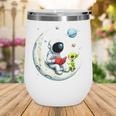 UFO Alien Astronaut Reading Book In Space Wine Tumbler
