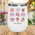 Valentine Teacher Cute Bows Apple Globe Pencil Books Art Wine Tumbler