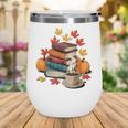 Vintage Books Tea Lovers Fall Autumn Leaves And Pumpkins Wine Tumbler
