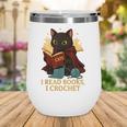 Wizard Cat Reading a Book While Crocheting Wine Tumbler