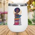 Woman And Books Stack Afro Girl Reading Lover Wine Tumbler Woman And Books Stack Afro Girl Reading Lover Wine Tumbler