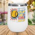 Women's Girls Softball Play Like A Girl Comic Book Pop Art Wine Tumbler
