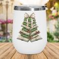 Xmas Tree Books Merry Christmas Coquette Bow Teacher Holiday Wine Tumbler