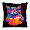Cat Book Shirt Colorful Cat Reading Book Pillowcase