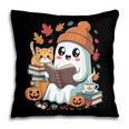Cute Cozy Ghost Reading With Cat Book Lover Autumn Fall Pillowcase