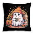 Cute Ghost Drinking Coffee Halloween Reading Book Retro Pillowcase