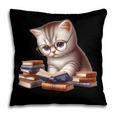 Cute Kitten Bookworm Adorable Cat With Glasses Reading Book Pillowcase