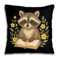 Cute Raccoon Reading Book Flowers Floral Pillowcase