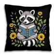 Cute Raccoon Reading Book Flowers Pillowcase