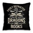 Easily Distracted By Books & Dragons Bookworm Reading Pillowcase