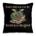 Easily Distracted By Books And Dragons Graphic Pillowcase Easily Distracted By Books And Dragons Graphic Pillowcase