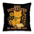Easily Distracted By Cats And Books Cute Cat Book Lover Pillowcase