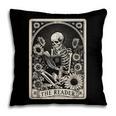 Floral The Reader Tarot Card Skeleton Reading Book Pillowcase