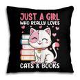 Girl Who Loves Cats And Books Cute Pillowcase Girl Who Loves Cats And Books Cute Pillowcase