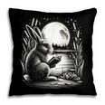 Rabbit Reading Book Full Moon Lake Scenery Pillowcase